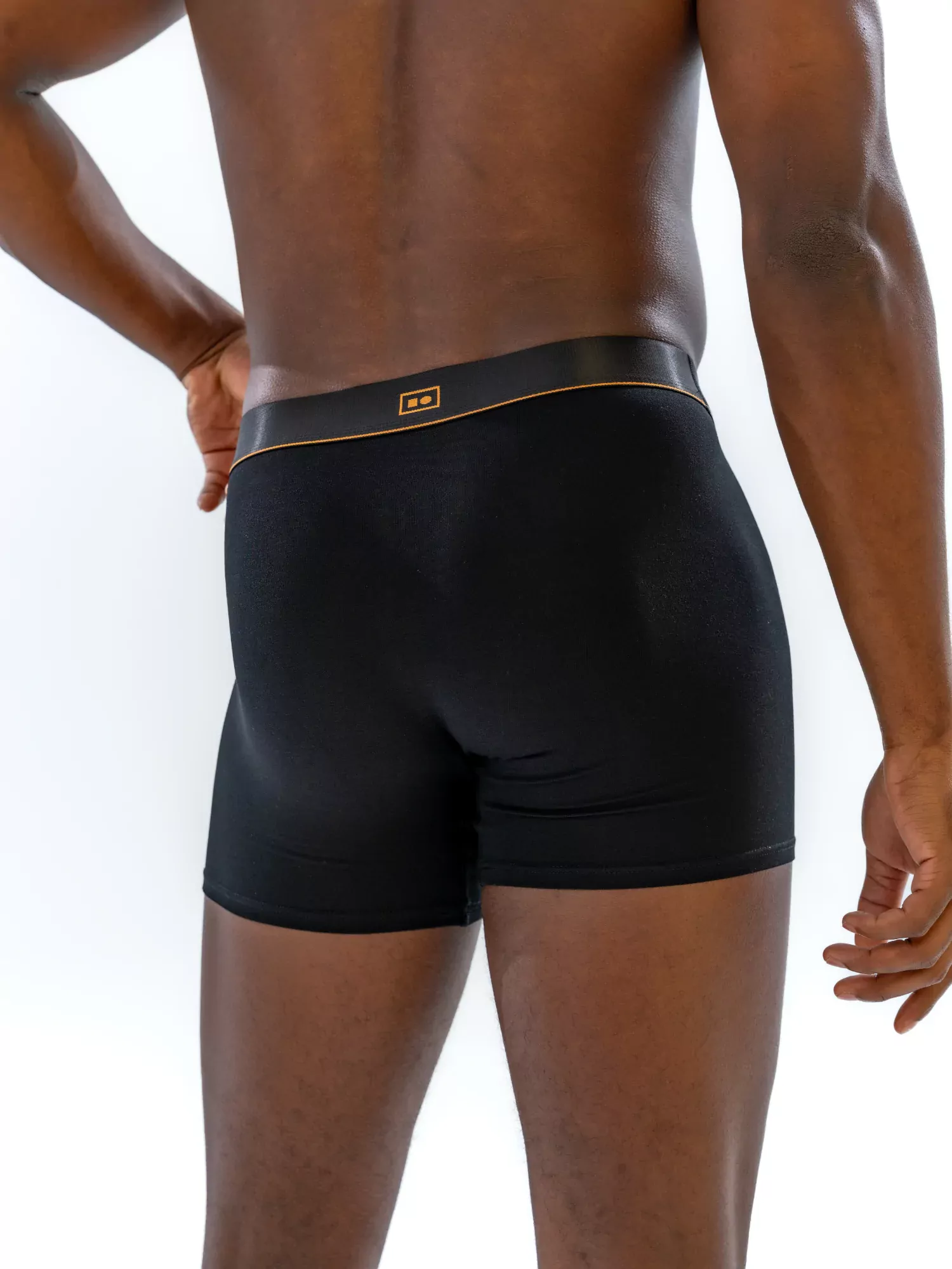 Close-up of the back waistband on the 4" Classic Boxer Brief in black